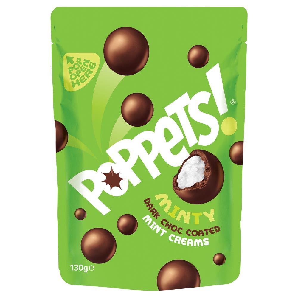 Poppets Dark Chocolate Coated Mint Creams Pouch 120g - Candy Mail UK