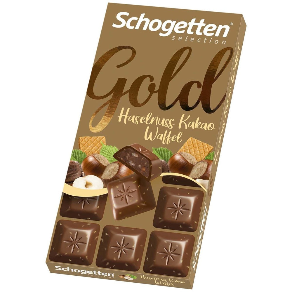 Schogetten Selection Gold Haselnnuss Kakao Waffel 100g - Candy Mail UK