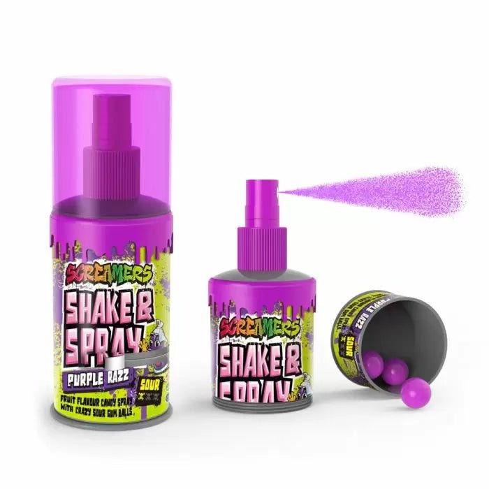 Screamers Shake and Spray Purple Razz 60ml - Candy Mail UK