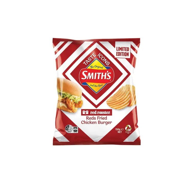 Smith's Red Rooster Reds Fried Chicken Burger Flavour Crisps (Australia) 150g - Candy Mail UK