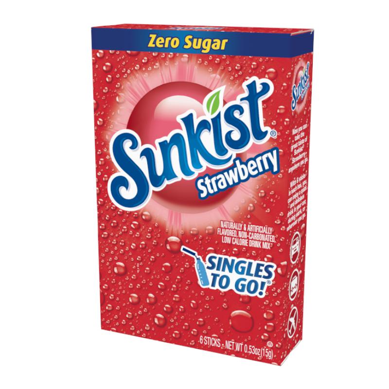 Sunkist Strawberry Zero Sugar Singles To Go 12.2g - Candy Mail UK