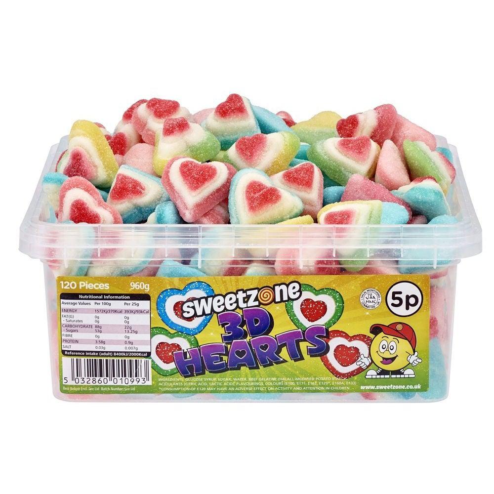 Sweetzone 3D Hearts Tub 960g - Candy Mail UK