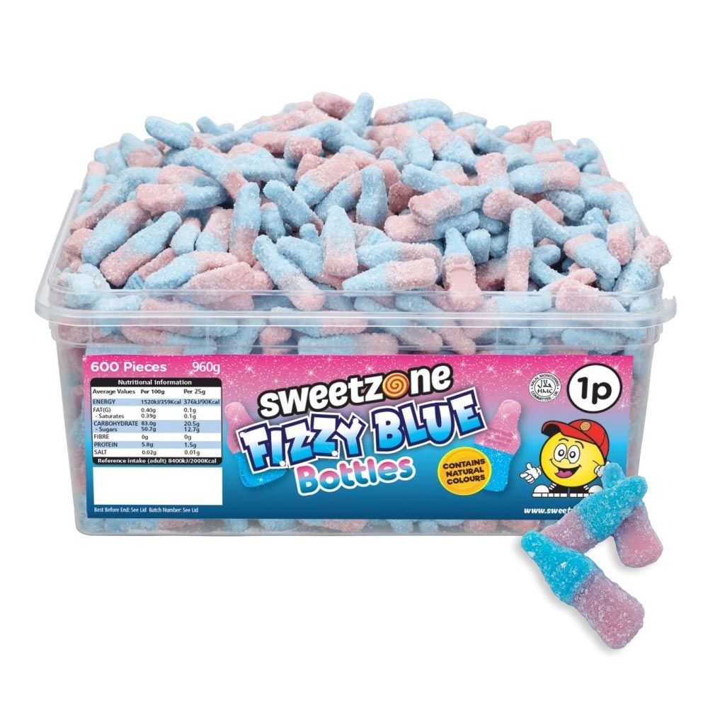 Sweetzone Fizzy Blue Bottles Tub 960g - Candy Mail UK