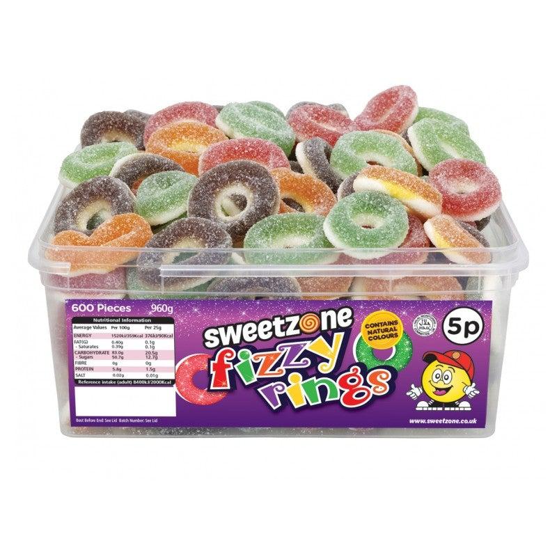 Sweetzone Fizzy Rings Tub 960g - Candy Mail UK