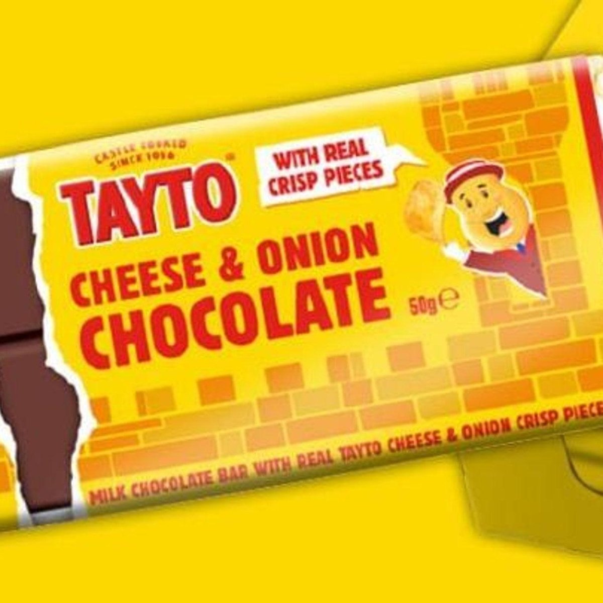 Tayto Cheese and Onion Chocolate Bar 50g Best Before 31st March 2023