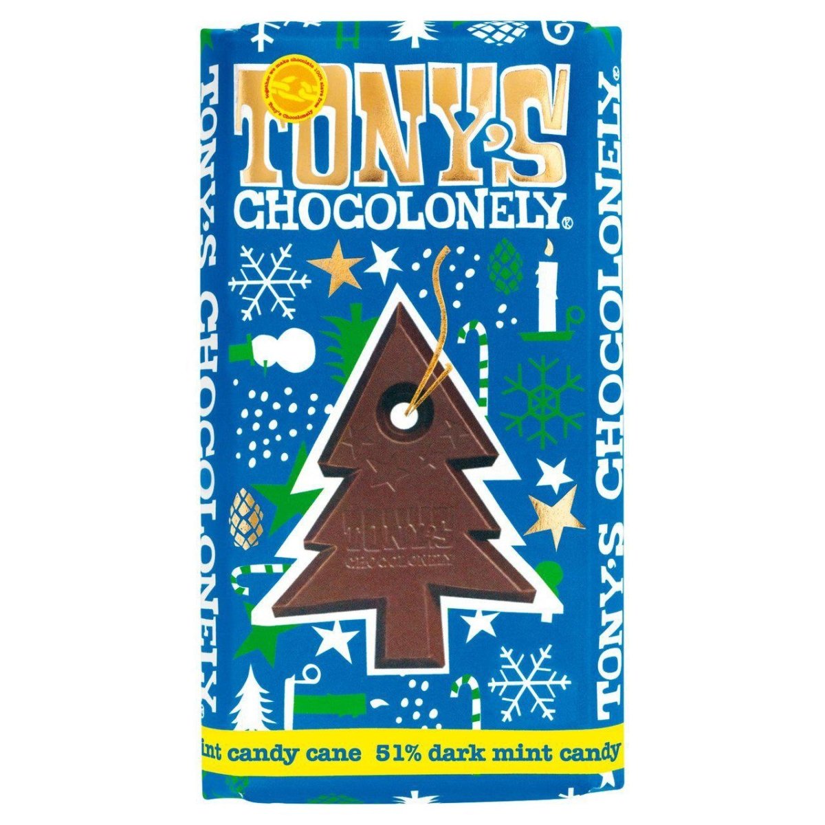 Tony's Chocolonely Dark Chocolate & Mint Candy Cane Bar 180g - Candy Mail UK