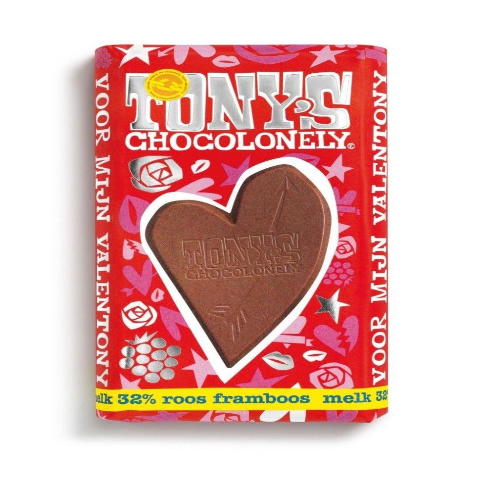 Tony's Chocolonely Raspberry and Fudge Valentines Chocolate 180g - Candy Mail UK