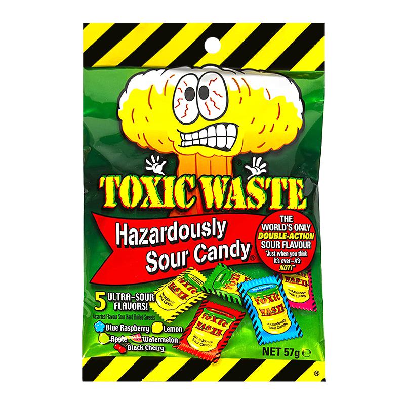 Toxic Waste Hazardously Sour Candy Peg Bag 57g - Candy Mail UK