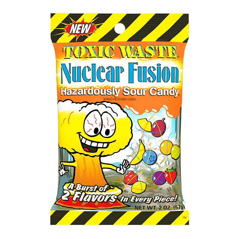 Toxic Waste Nuclear Fusion Hazardously Sour Candy Peg Bag 57g - Candy Mail UK