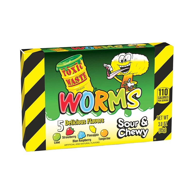 Toxic Waste Worms Sour and Chewy Theatre Box 85g - Candy Mail UK