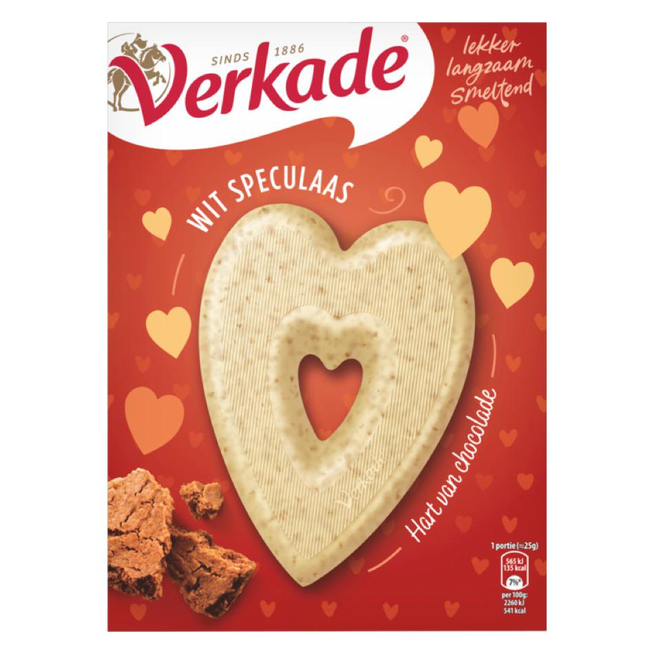 Verkade White Chocolate Heart with Speculoos (The Netherlands) 135g - Candy Mail UK