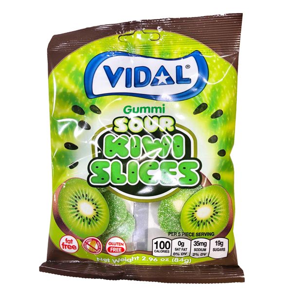Vidal Kiwi Slices Sour Gummies (USA) 100g - Candy Mail UK