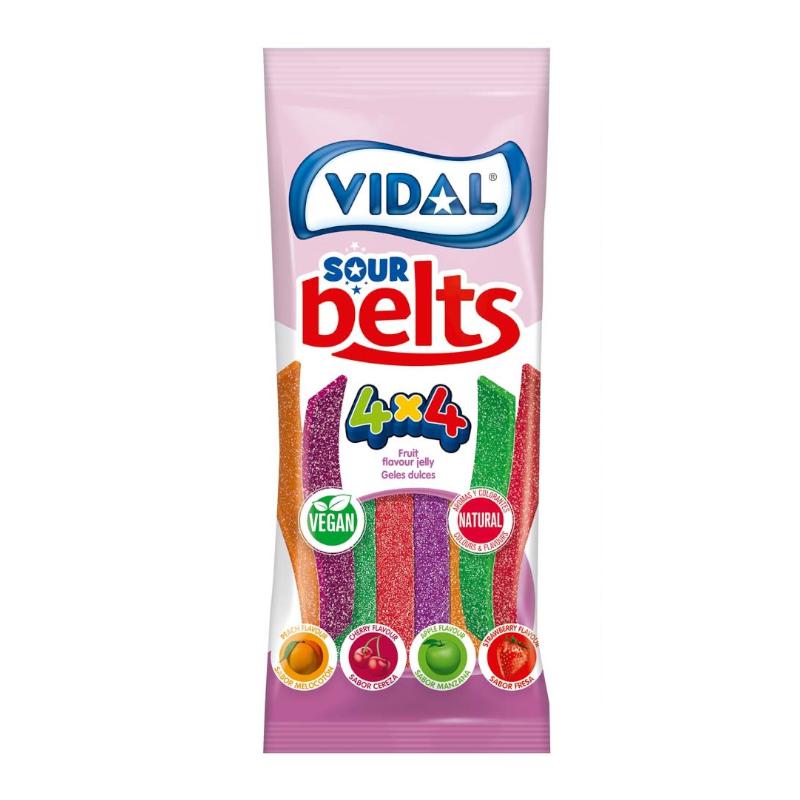 Vidal Vegan Sour Belts 100g - Candy Mail UK