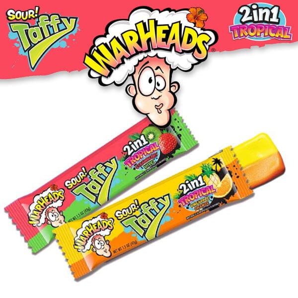 Warheads Sour Taffy 2in1 Tropical Bar 42g - Candy Mail UK